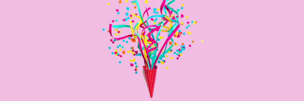 pink confetti cone celebration