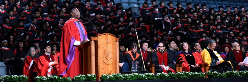 Mark Beckles addressing graduands at York University's 2024 fall convocation ceremony