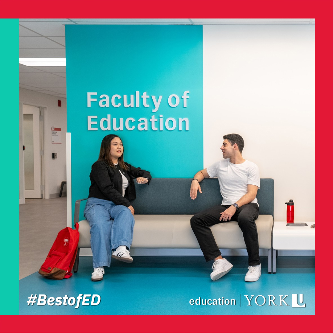 students sitting in the main entrance foyer of the Faculty of Education