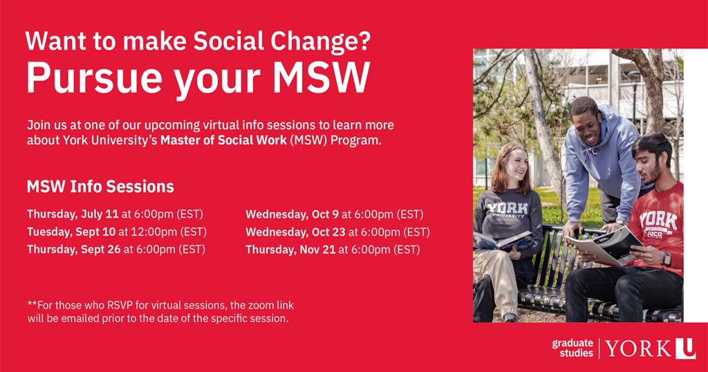poster promoting Information sessions for potential Social Work MSW students