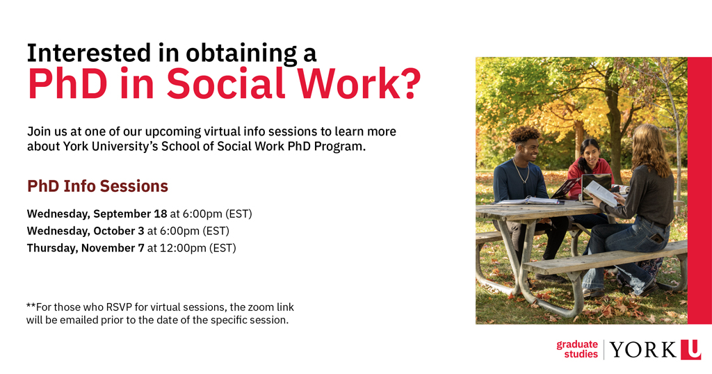 poster promoting Information sessions for potential Social Work PhD students