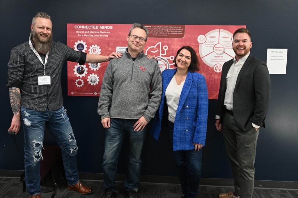 L-R: Gunnar Blohm (Queen’s University), Doug Crawford (York, project founding scientific director) Pina D’Agostino (Osgoode), Sean Hillier (York, project associate director)