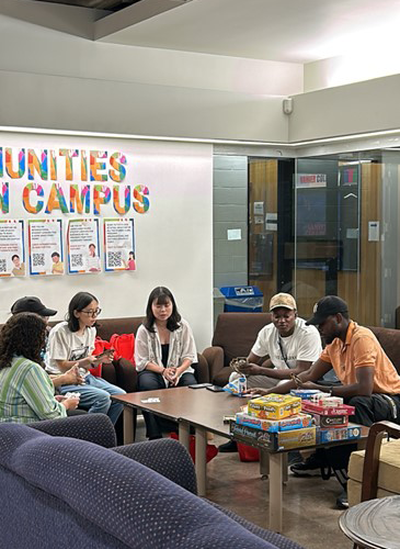 students at a community hub