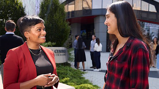 students in front of subway entrance on keele campus