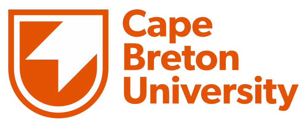 The logo for Cape Breton University. The logo is in orange and white. It reads "Cape Breton University".