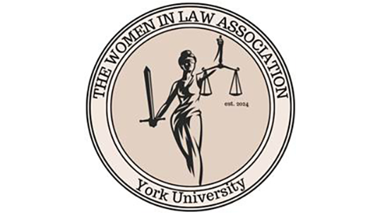 Logo for the Women in Law Association at York University.