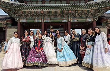 students in Korean traditional outfits