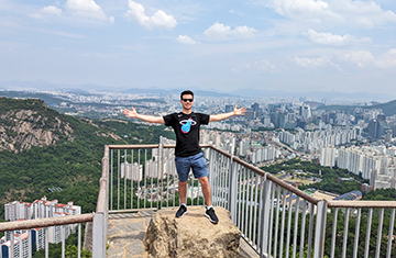 student posing in Seoul