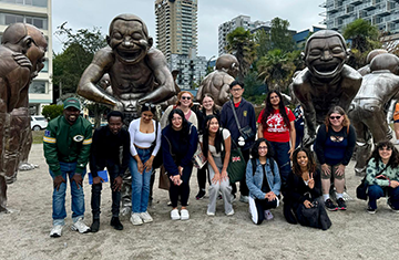 students posing with the instructor in Vancouver