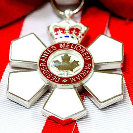 Close-up shot of the Order of Canada medal.