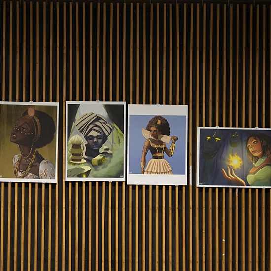 BIPOC artwork displayed on a wall.