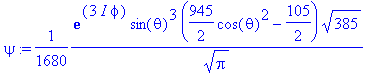 psi := 1/1680*exp(3*I*phi)*sin(theta)^3*(945/2*cos(...