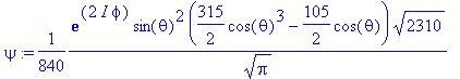 psi := 1/840*exp(2*I*phi)*sin(theta)^2*(315/2*cos(t...