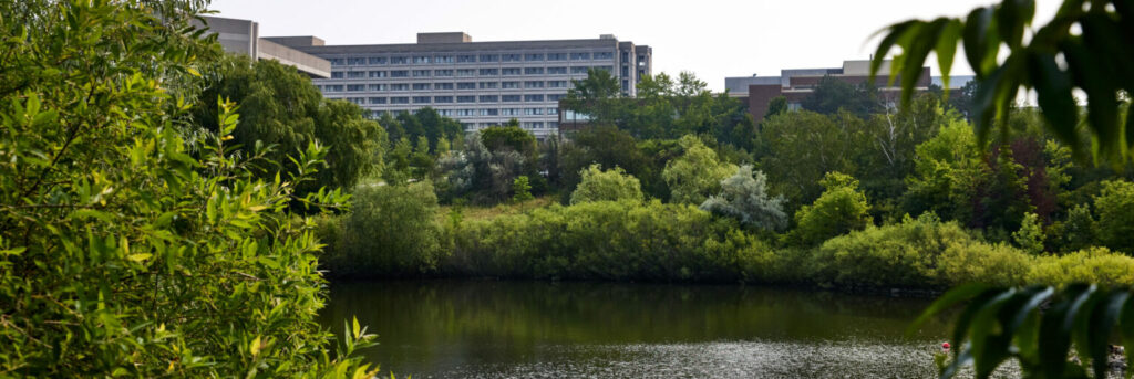 Exterior shot of Keele Campus.