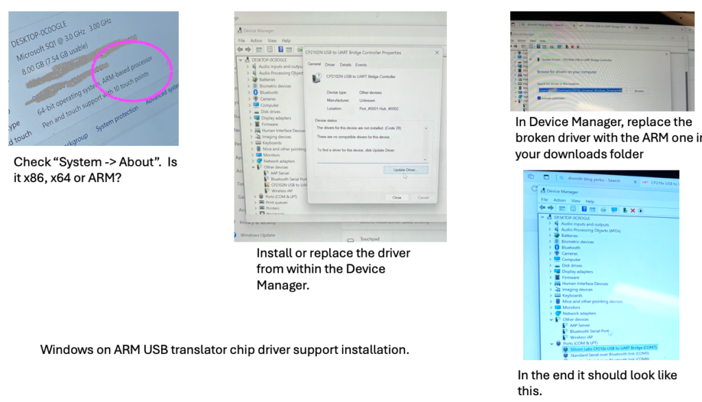 ARM computer installation guide for usb translator chip.