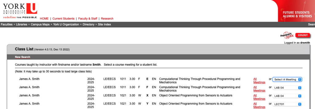 class list web page