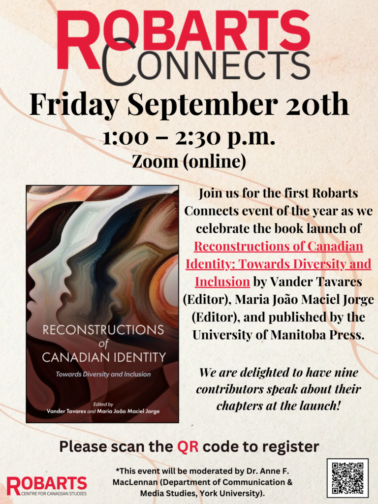 Robarts Connects – Book Launch of Reconstructions of Canadian Identity: Towards Diversity and Inclusion, date and sign up QR code