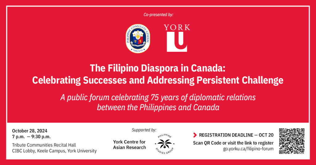 Poster, The Filipino Diaspora in Canada: Celebrating Successes and Addressing Persistent Challenges, 28 October 2024