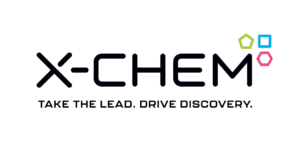 Photo of logo saying X-CHEM take lead, Drive Discovery