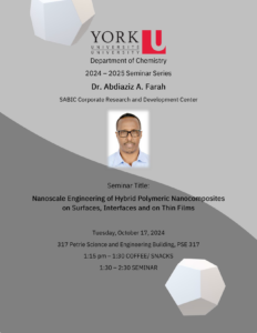 Poster advertising Dr. Farah Seminar on Oct. 17, 2024 in PSE 317.