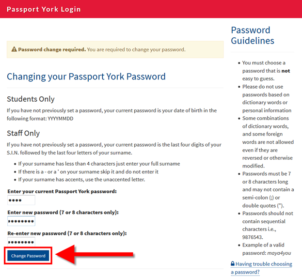 Instructions for setting up Passport York