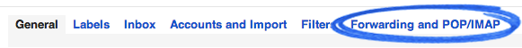 Forwarding and POP/IMAP tab circled 