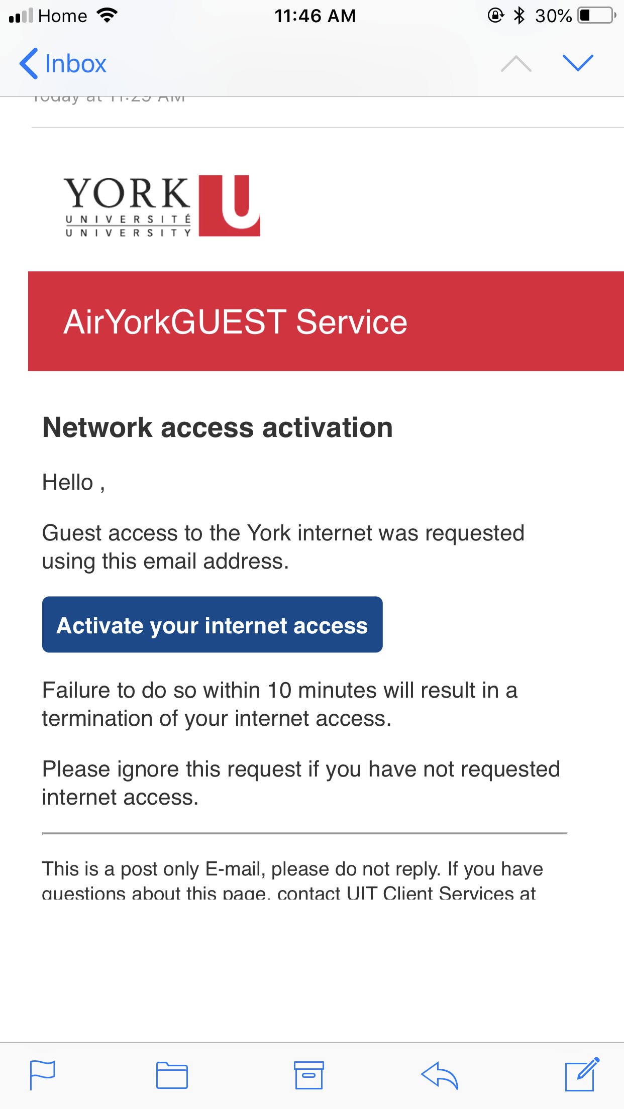 network access activation 