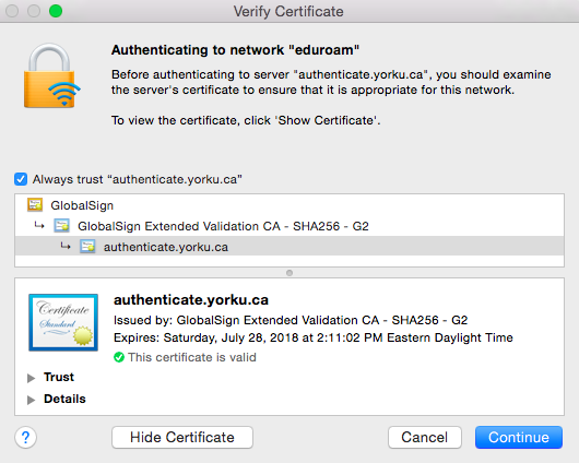 verify certificate