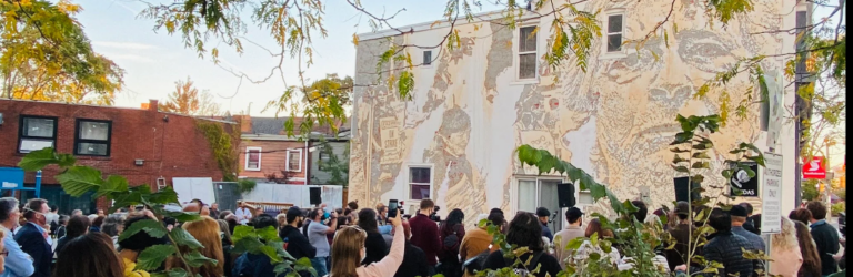 A mural by internationally renowned street artist Vhils (Alexandre Farto) in Toronto’s Little Portugal neighbourhood. PCHP collaborated on the project.