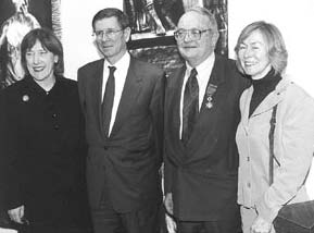 York President Lorna Marsden, left, and French Ambassador to Canada Denis Bauchard join Jean-Gabriel Castel, second from right, and his wife Ann Henney Castel at a ceremony honouring Castel with the presentation of the Officer of the National Order of Mer
